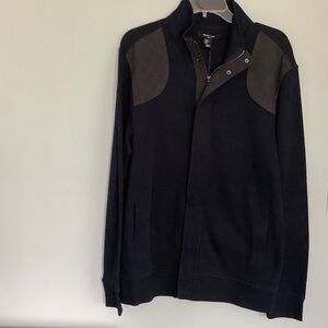 Men's Black and Dark Gray Zip-Up Sweater